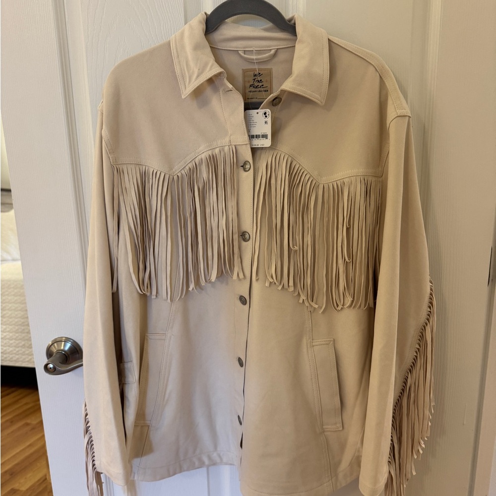 We The Free Cream Leather Fringe Jacket - Picture 2 of 8